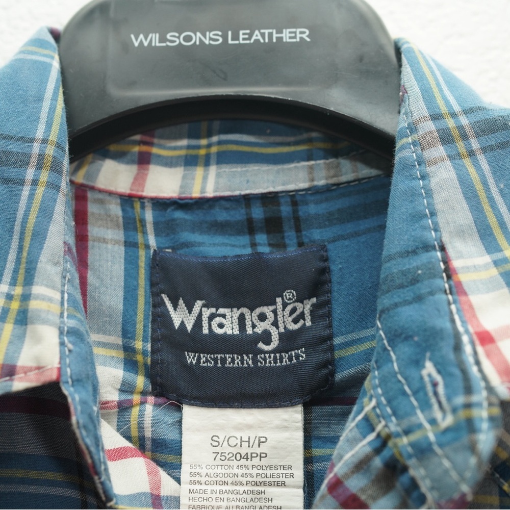 Wrangler Shirt Western Plaid Diamond Pearl Snaps Long Sleeve Cowboy Mens small - Picture 3 of 9